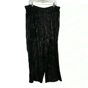 Midnight Run Sequin 100% silk Black pants Vintage 80’s Shimmer Wide Leg